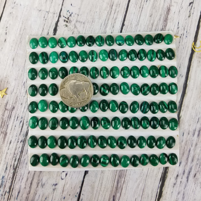 Malachite Oval Cabochons, 6x8mm