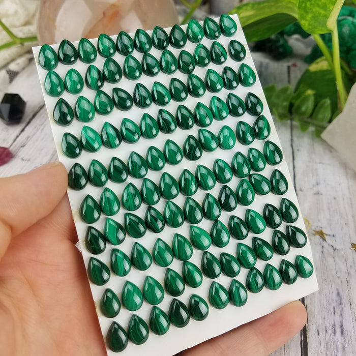 Malachite Teardrop Cabochons, 7x10mm