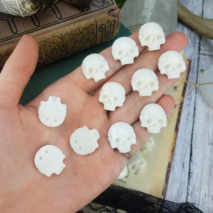 Bone Skull Cabochons, drilled