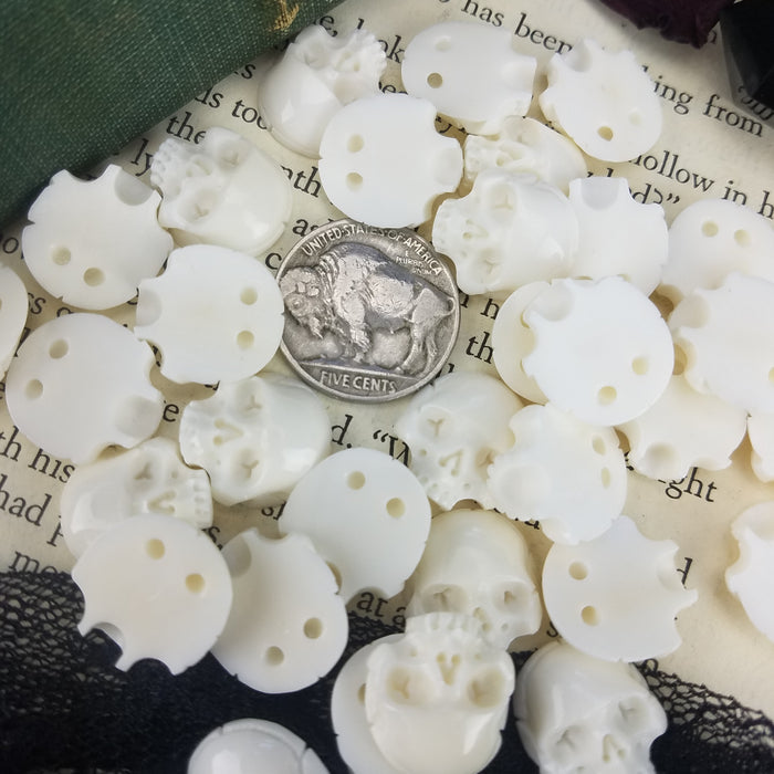 Bone Skull Cabochons, drilled