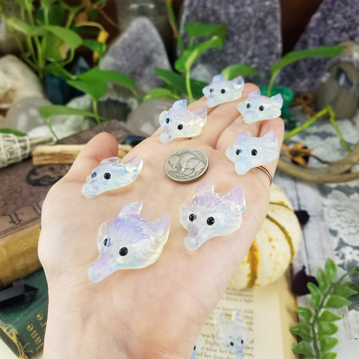 Opalite Wolf Heads, drilled