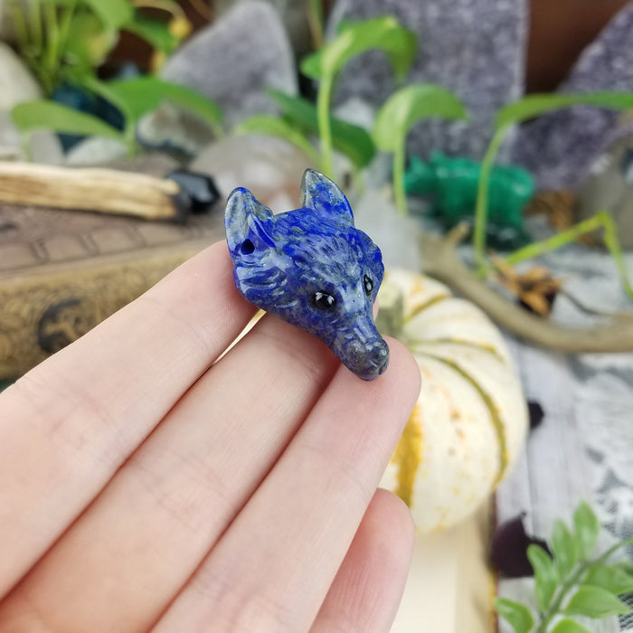 Lapis Lazuli Wolf Head, drilled