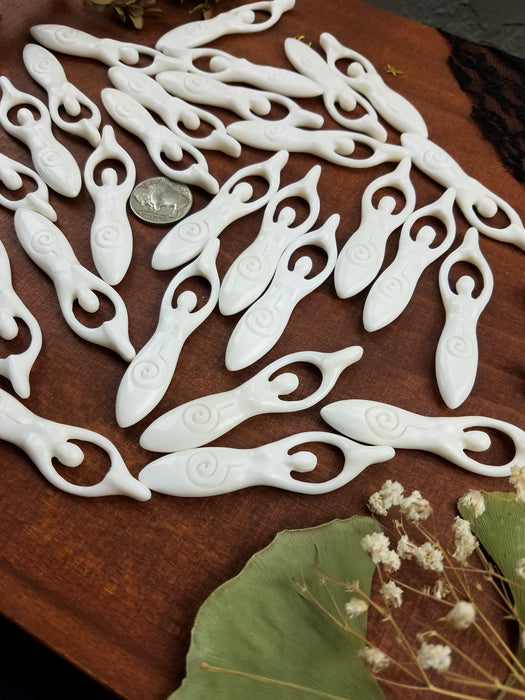 Goddess Bone Carvings, Drilled