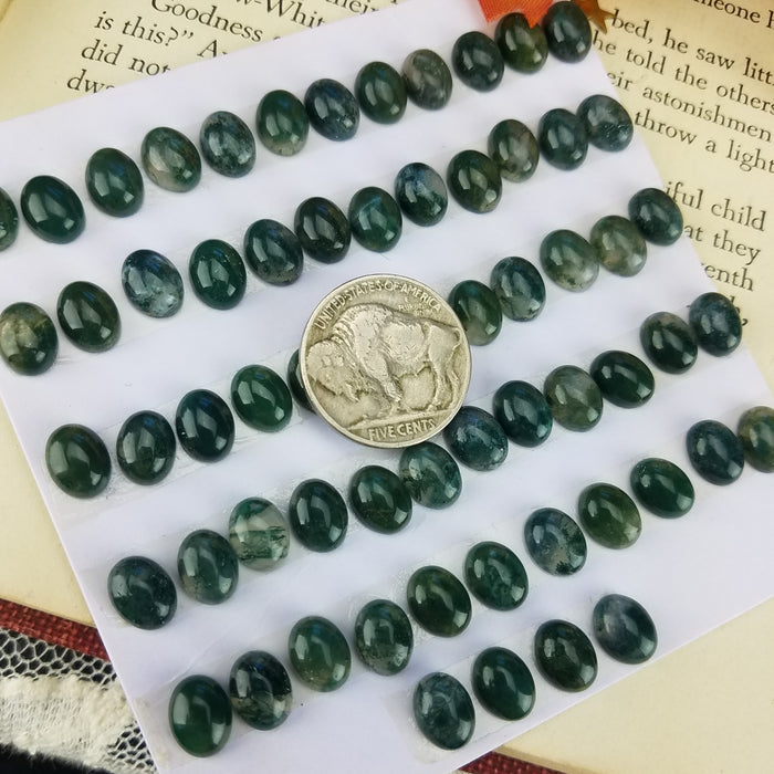 Moss Agate Cabochons, 7x9mm