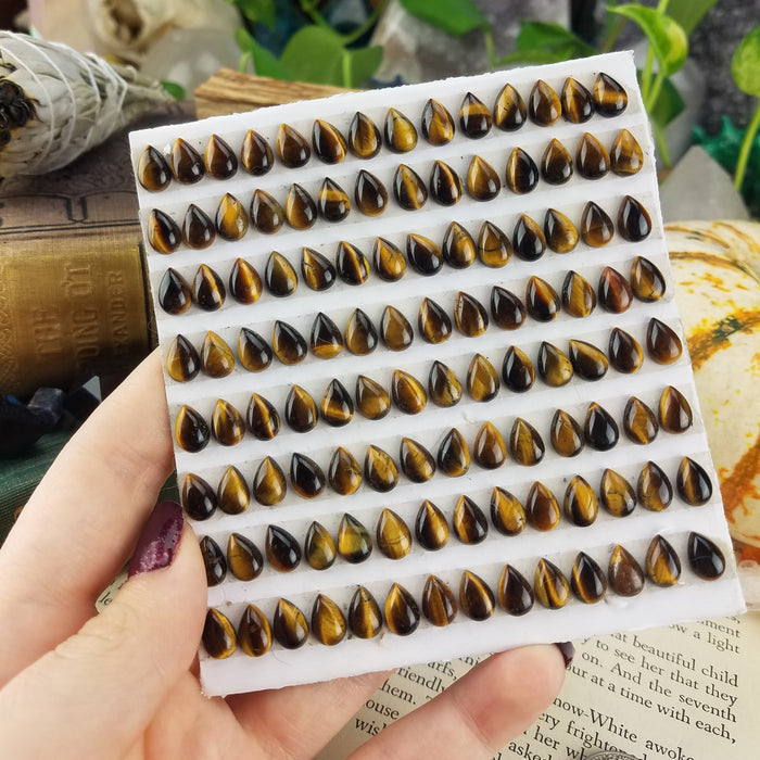 Tiger's Eye Cabochons, 6x9mm teardrops