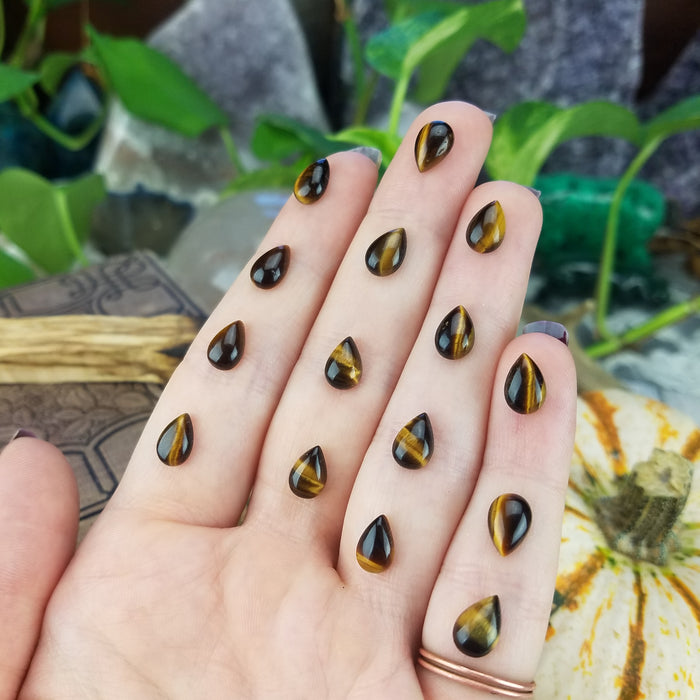 Tiger's Eye Cabochons, 6x9mm teardrops