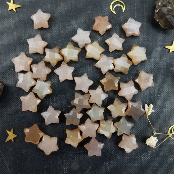 Faceted Chocolate Moonstone Stars, 10mm