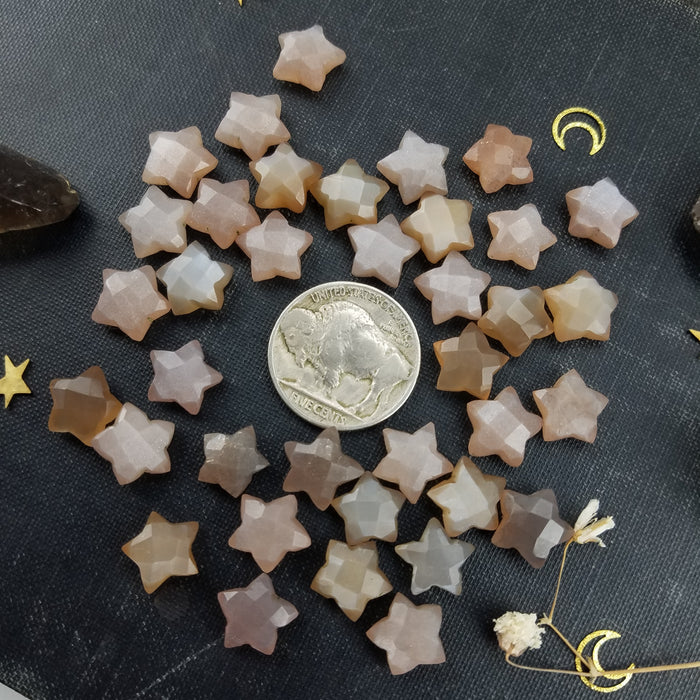 Faceted Chocolate Moonstone Stars, 10mm