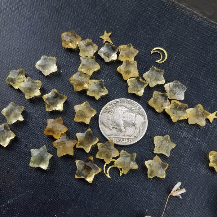 Faceted Citrine Stars, 10mm