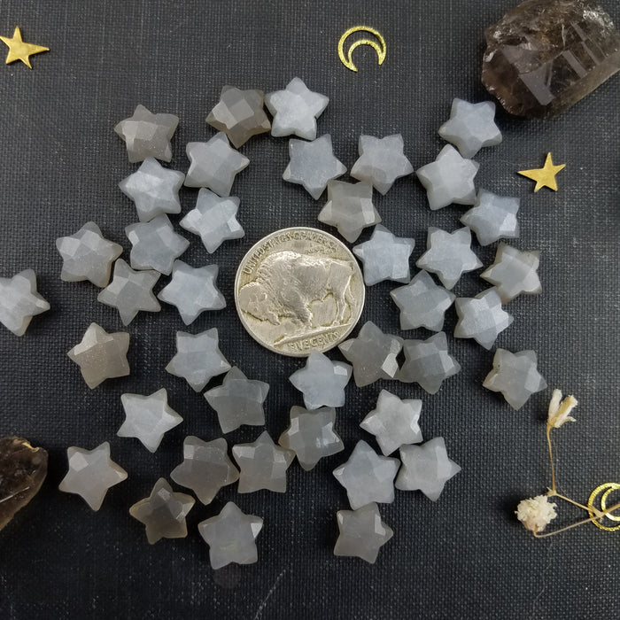 Faceted Grey Moonstone Stars, 10mm