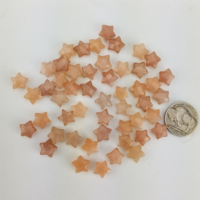 Faceted Peach Moonstone Stars, 10mm