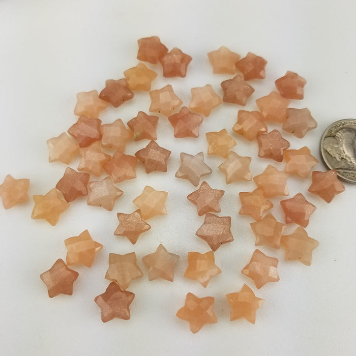 Faceted Peach Moonstone Stars, 10mm