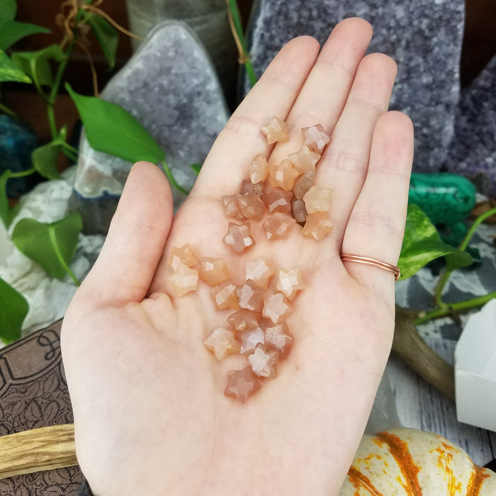 Faceted Peach Moonstone Stars, 10mm