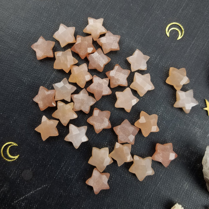 Faceted Peach Moonstone Stars, 10mm