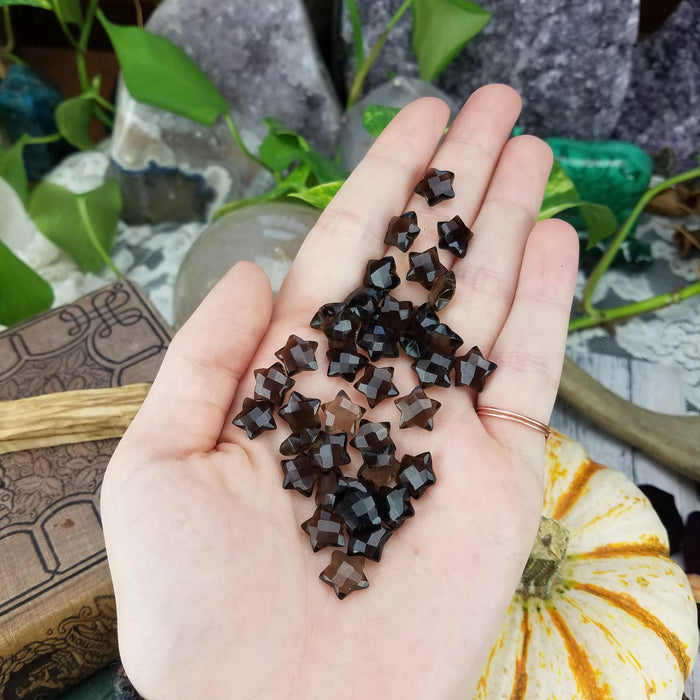 Faceted Smoky Quartz Stars, 10mm