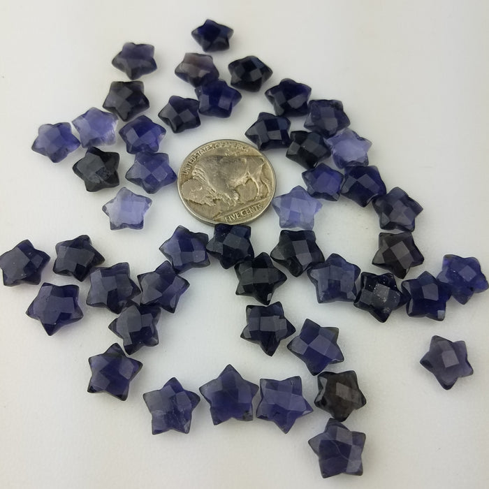 Faceted Iolite Stars, 10mm