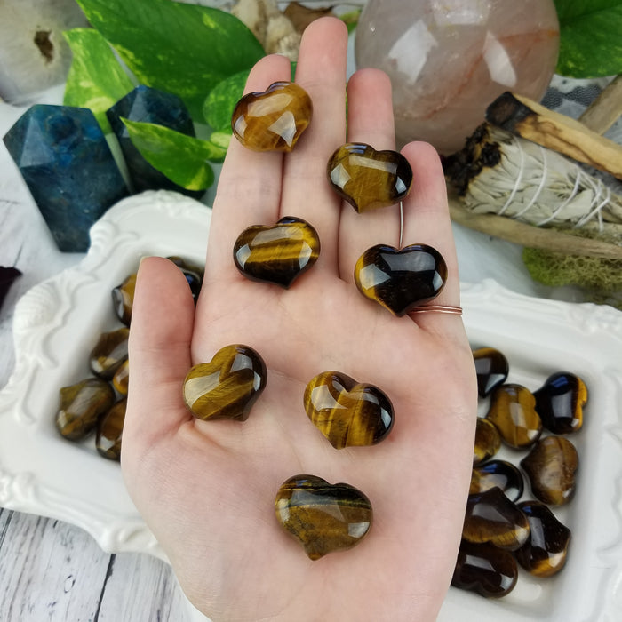 Tigers Eye Puffy Hearts