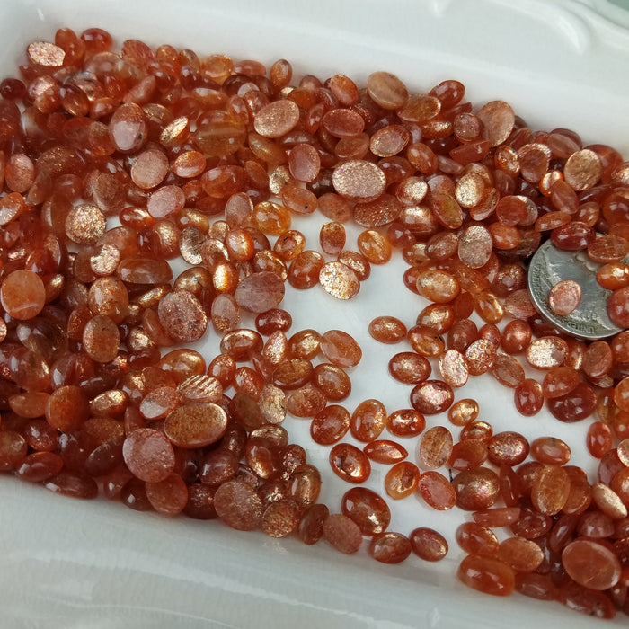 Sunstone Cabochons, Oval 4x6mm - 8x10mm