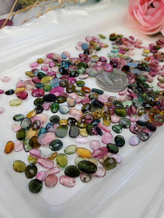 Multi-Color Tourmaline Cabochons, Rose Cut