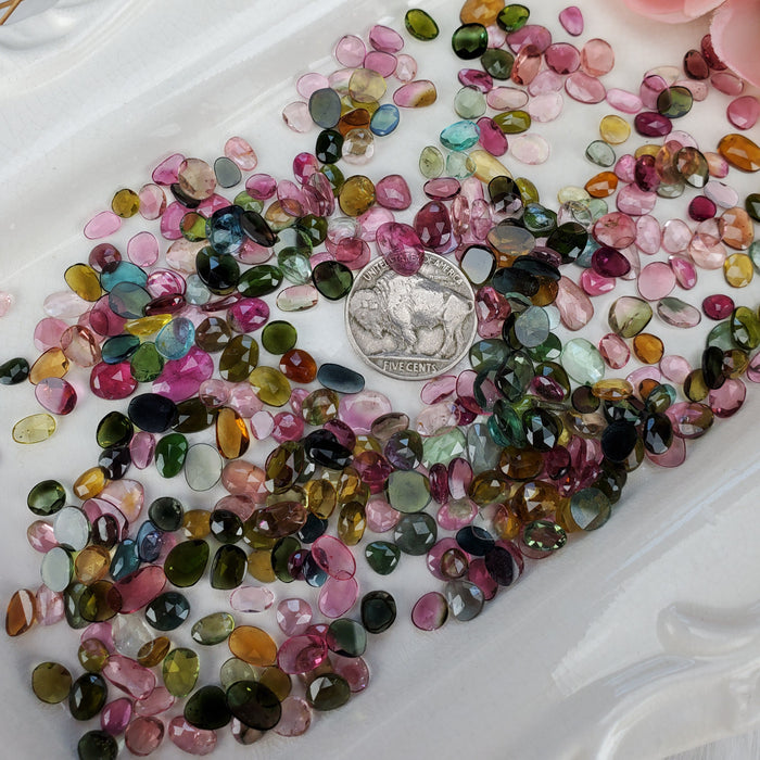 Multi-Color Tourmaline Cabochons, Rose Cut