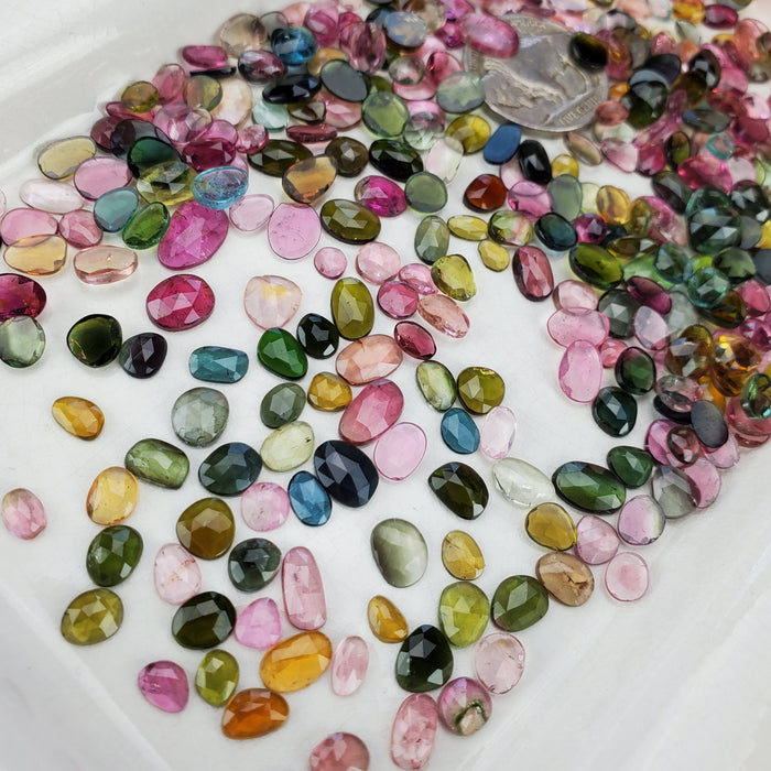 Multi-Color Tourmaline Cabochons, Rose Cut