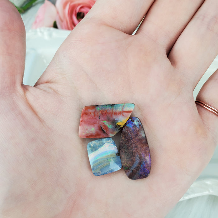 Koroit Boulder Opal Cabochons, Set 3