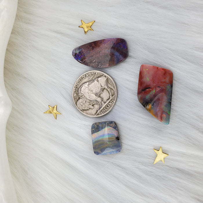 Koroit Boulder Opal Cabochons, Set 3