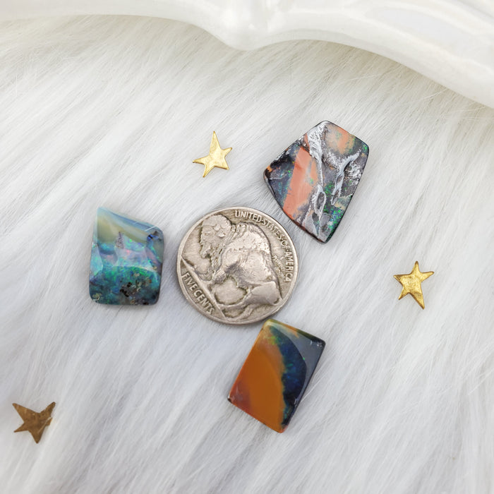 Koroit Boulder Opal Cabochons, Set 4