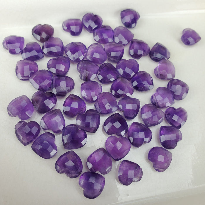 Amethyst Faceted Hearts, 10mm