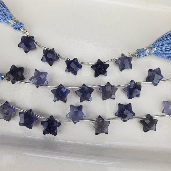 Faceted Iolite Stars, drilled 10mm