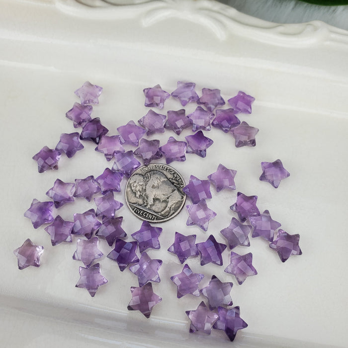 Amethyst Faceted Stars, drilled 10mm