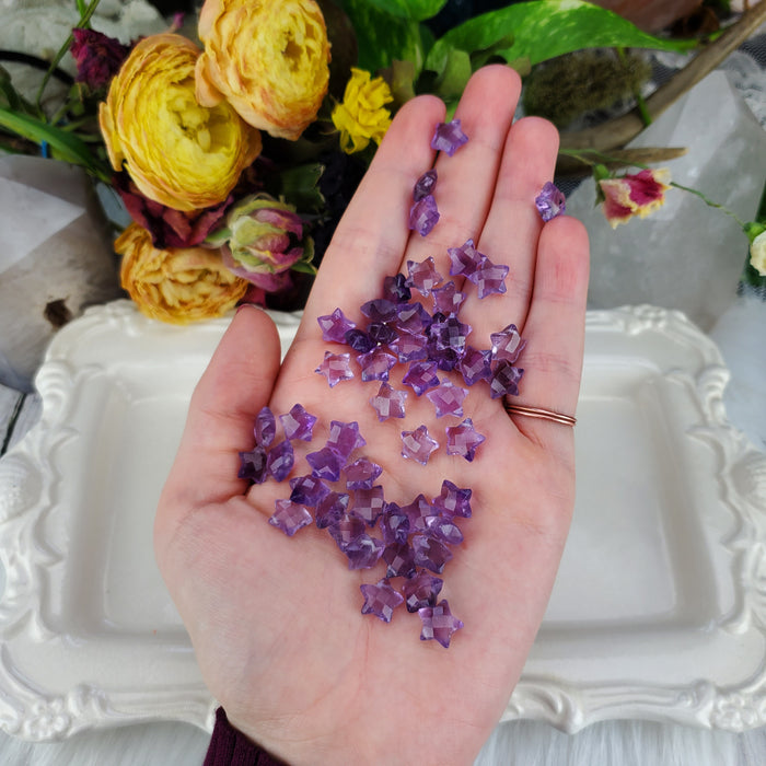 Amethyst Faceted Stars, drilled 10mm