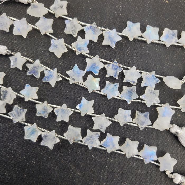 Faceted Moonstone Stars, drilled 10mm