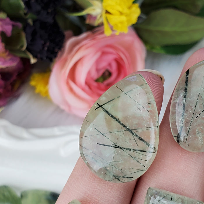 Prehnite with Epidote Free-Form Cabochons