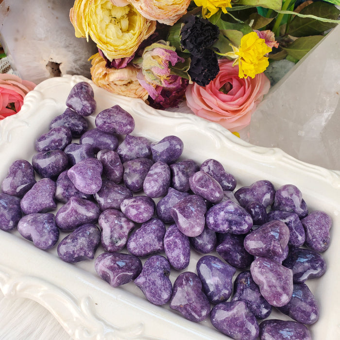 Puffy Lepidolite Hearts