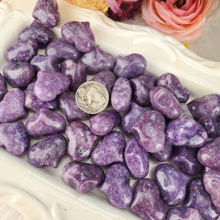 Puffy Lepidolite Hearts