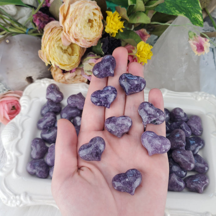 Puffy Lepidolite Hearts