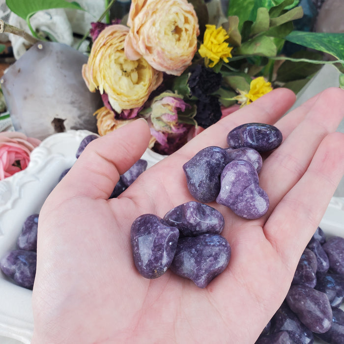 Puffy Lepidolite Hearts