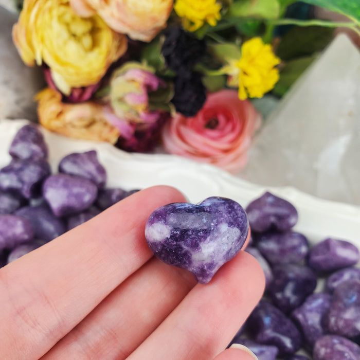 Puffy Lepidolite Hearts