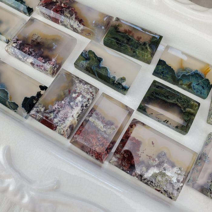 Moss Agate Rectangle Cabochons