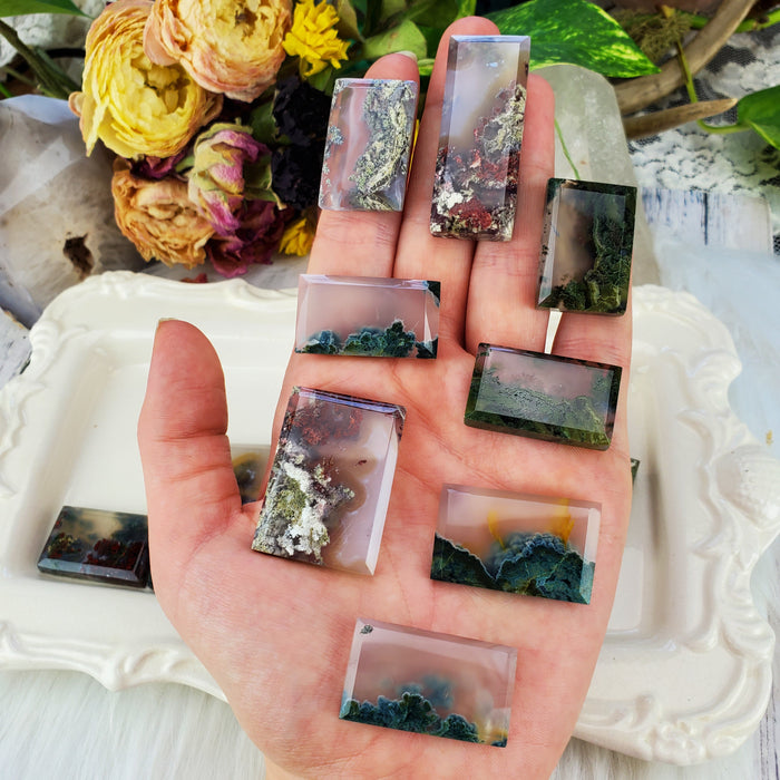 Moss Agate Rectangle Cabochons