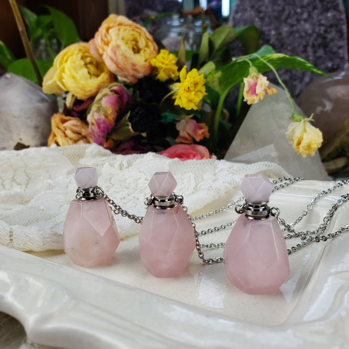 Crystal Perfume Bottles, Rose Quartz