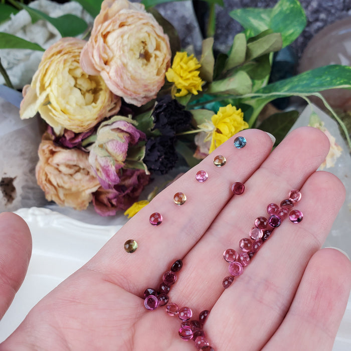 Multi-Color Tourmaline Cabochons, 4mm