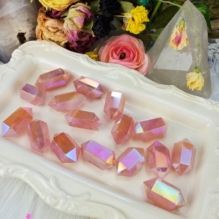 Double Terminated Angel Aura Rose Quartz