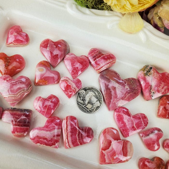 Rhodochrosite Heart Cabochons