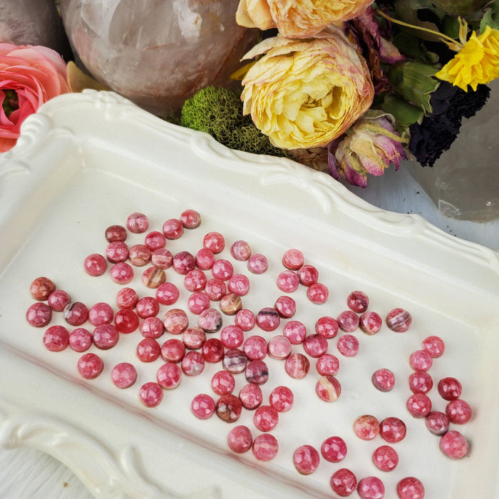 Rhodochrosite Round Cabochons, ~8mm