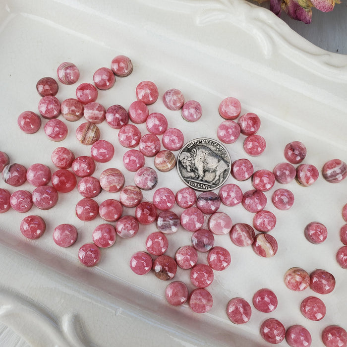 Rhodochrosite Round Cabochons, ~8mm