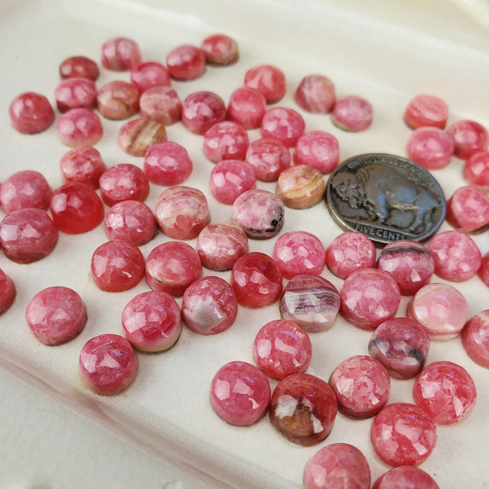 Rhodochrosite Round Cabochons, ~8mm