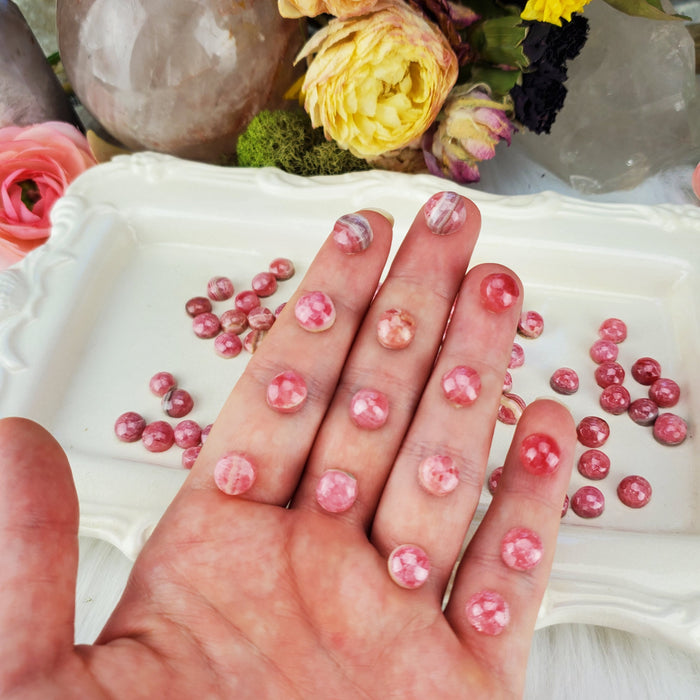 Rhodochrosite Round Cabochons, ~8mm