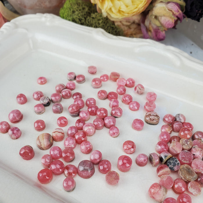 Rhodochrosite Round Cabochons, 6mm